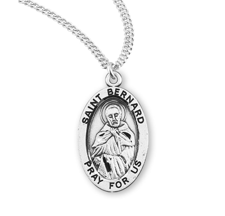 Patron Saint Bernard Oval Sterling Silver Medal - S922420