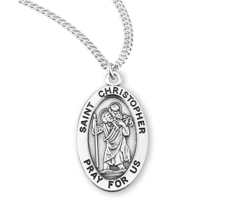 Patron Saint Christopher Oval Sterling Silver Medal - S923420