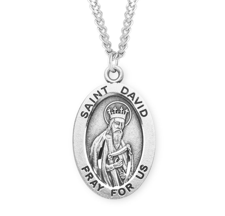 Patron Saint David Oval Sterling Silver Medal - S924020