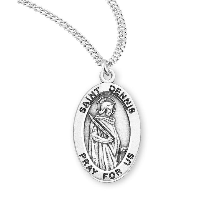 Patron Saint Dennis Oval Sterling Silver Medal - S924120