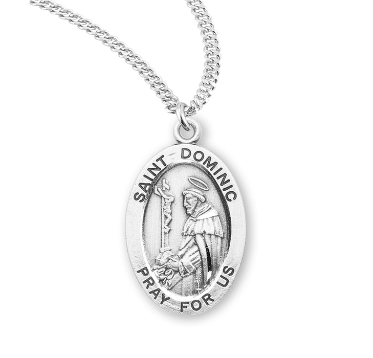 Patron Saint Dominic Oval Sterling Silver Medal - S924320