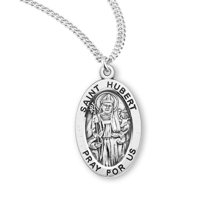 Patron Saint Hubert Oval Sterling Silver Medal - S926820