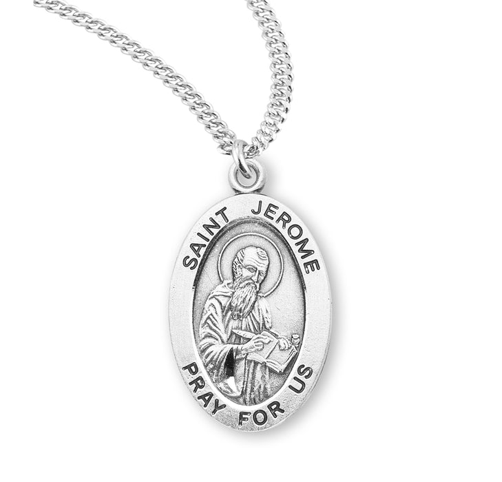 Patron Saint Jerome Oval Sterling Silver Medal - S927820