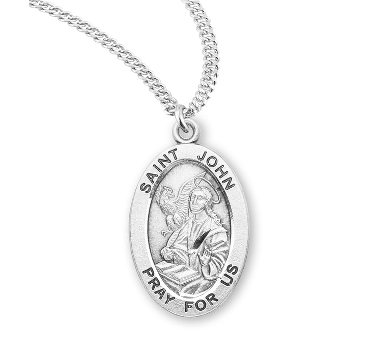 Patron Saint John the Evangelist Oval Sterling Silver Medal - S928120