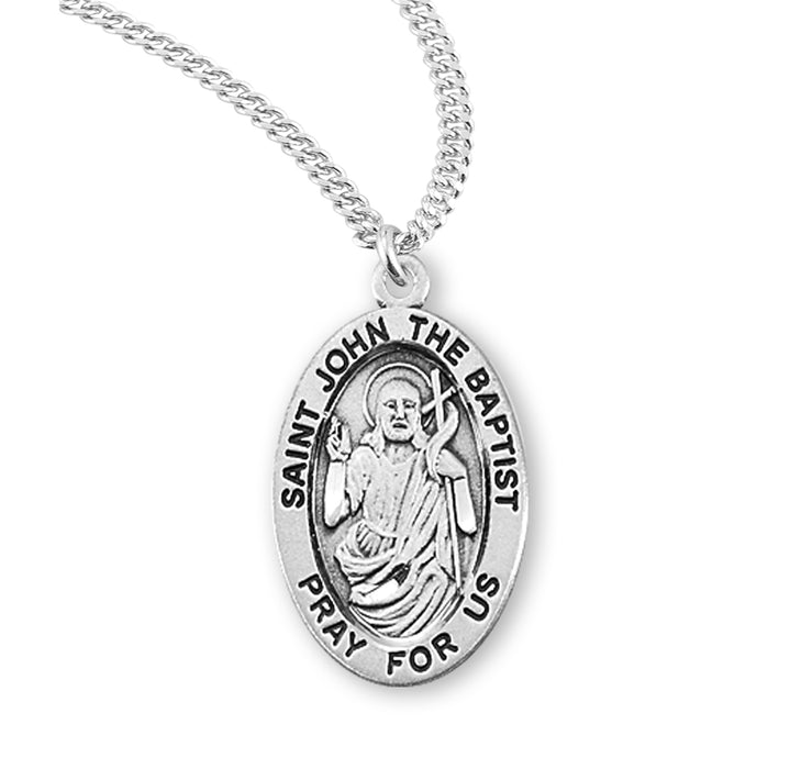 Patron Saint John the Baptist Oval Sterling Silver Medal - S928220