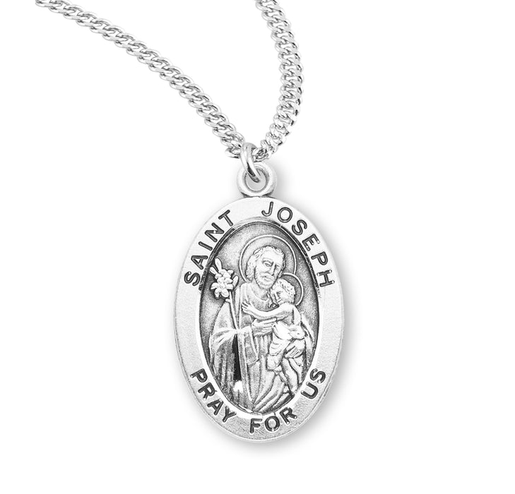 Patron Saint Joseph Oval Sterling Silver Medal - S929320