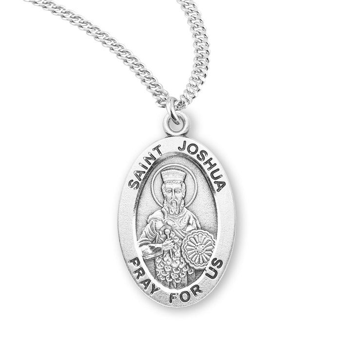 Patron Saint Joshua Oval Sterling Silver Medal - S929720