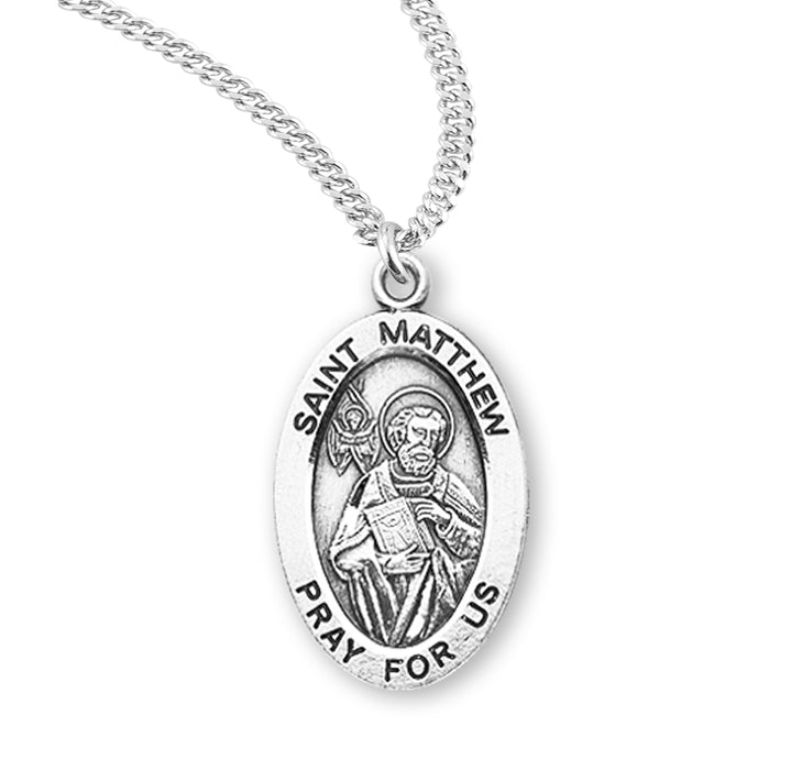 Patron Saint Matthew Oval Sterling Silver Medal - S931720