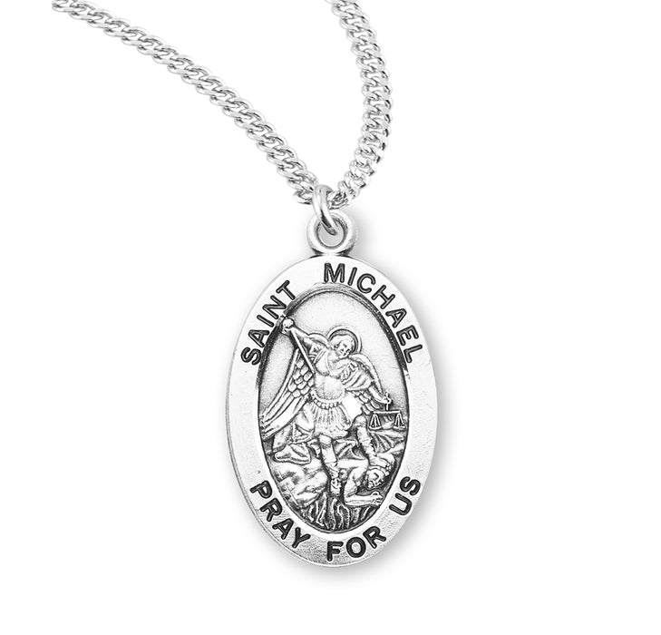 Patron Saint Michael Oval Sterling Silver Medal - S932220