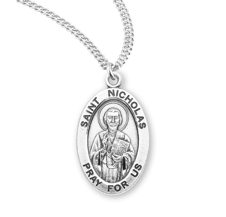 Patron Saint Nicholas Oval Sterling Silver Medal - S932320