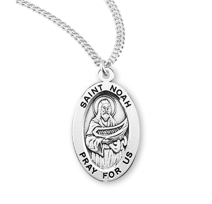 Patron Saint Noah Oval Sterling Silver Medal - S932420