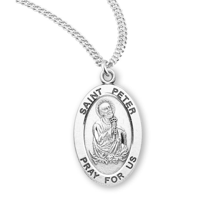 Patron Saint Peter Oval Sterling Silver Medal - S932920