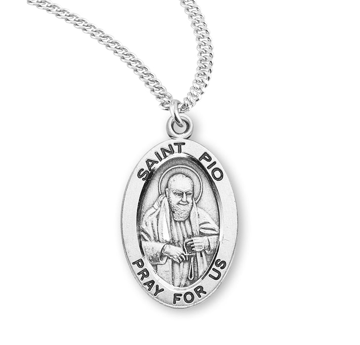 Patron Saint Pio Oval Sterling Silver Medal - S933320