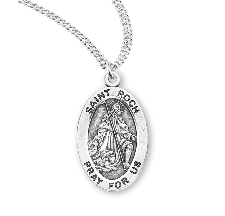 Patron Saint Roch Oval Sterling Silver Medal - S934320