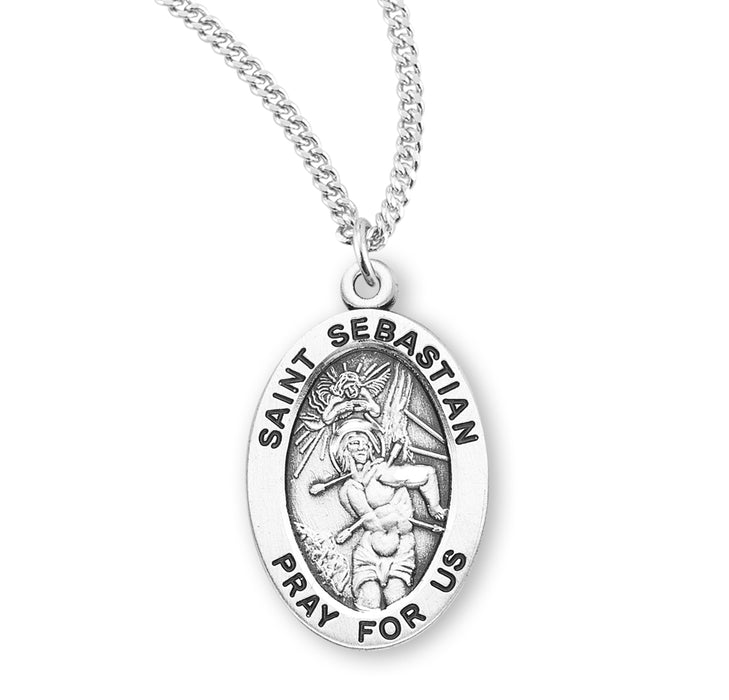 Patron Saint Sebastian Oval Sterling Silver Medal - S934520