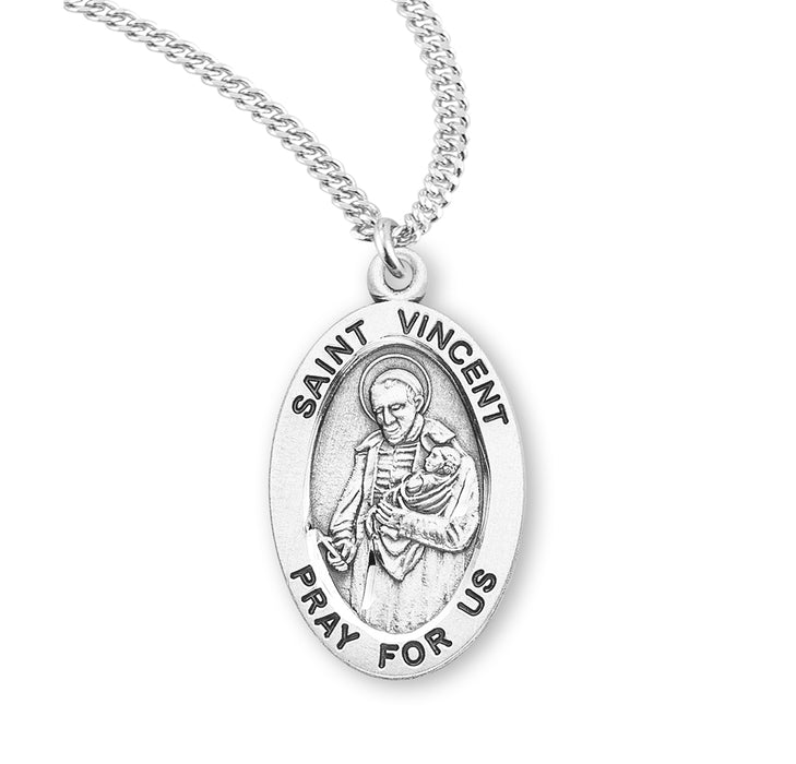 Patron Saint Vincent de Paul Oval Sterling Silver Medal - S935920