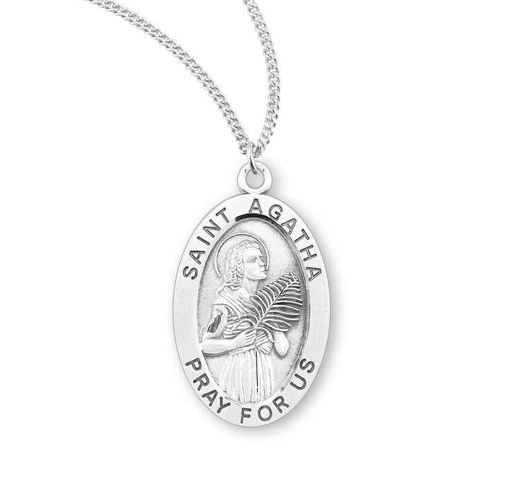 Patron Saint Agatha Oval Sterling Silver Medal - S940218