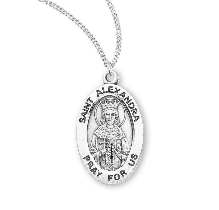 Patron Saint Alexandra Oval Sterling Silver Medal - S940318