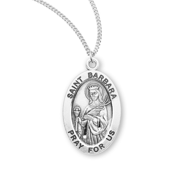 Patron Saint Barbara Oval Sterling Silver Medal - S941018