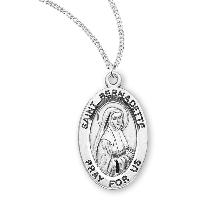 Patron Saint Bernadette Oval Sterling Silver Medal - S941118