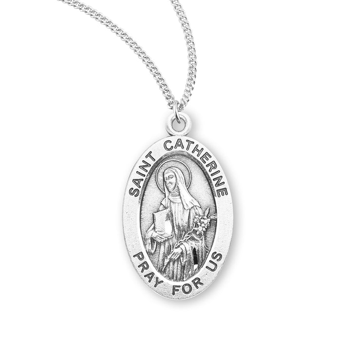 Patron Saint Catherine of Siena Oval Sterling Silver Medal - S941518