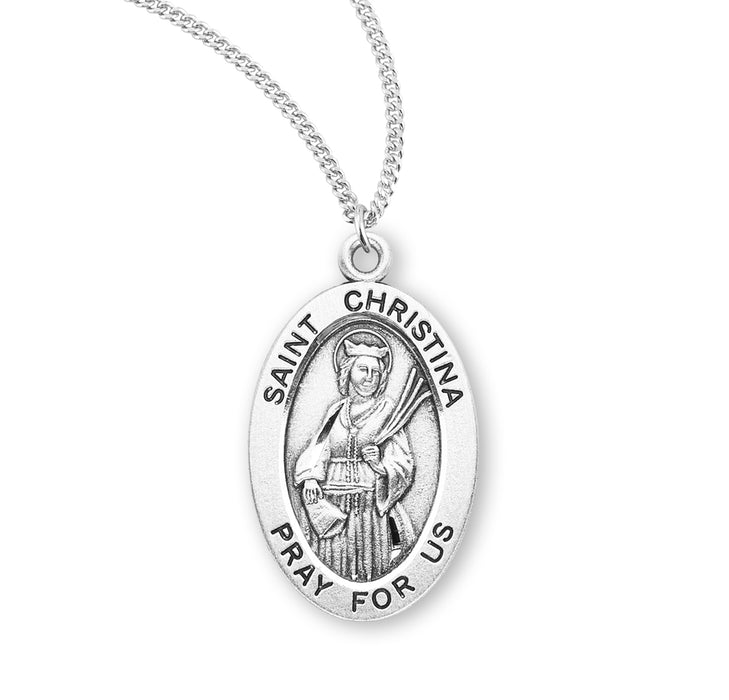 Patron Saint Christina Oval Sterling Silver Medal - S942118