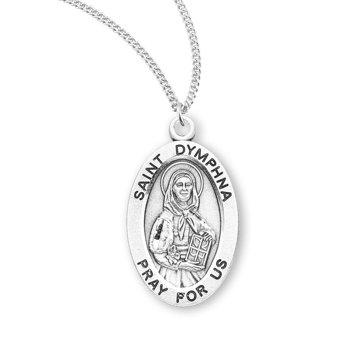 Patron Saint Dymphna Oval Sterling Silver Medal - S942618