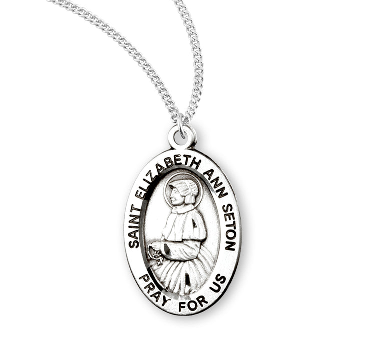 Patron Saint Elizabeth Ann Seton Oval Sterling Silver Medal - S943018