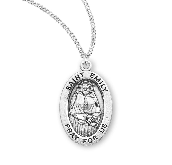 Patron Saint Emily Oval Sterling Silver Medal - S943218