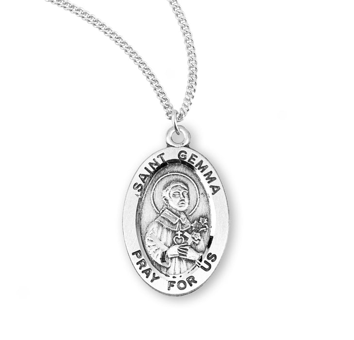 Patron Saint Gemma Oval Sterling Silver Medal - S943718