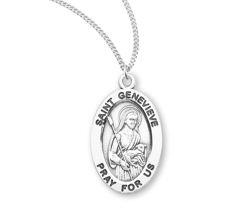 Patron Saint Genevieve Oval Sterling Silver Medal - S943818