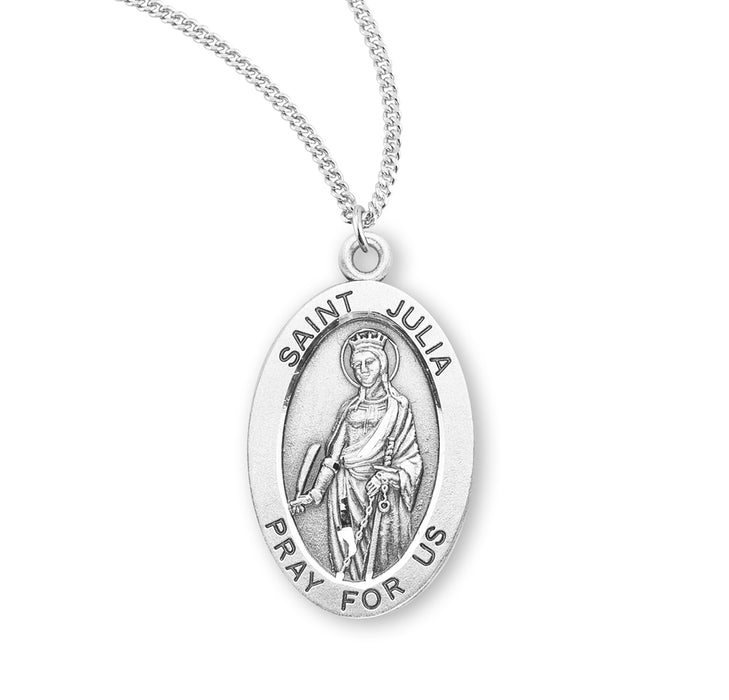 Patron Saint Julia Oval Sterling Silver Medal - S944818