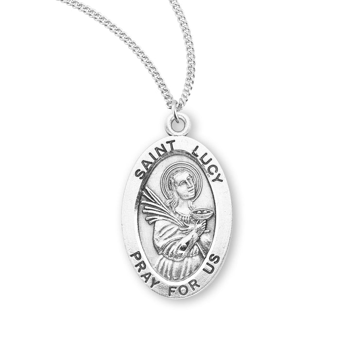 Patron Saint Lucy Oval Sterling Silver Medal - S945618