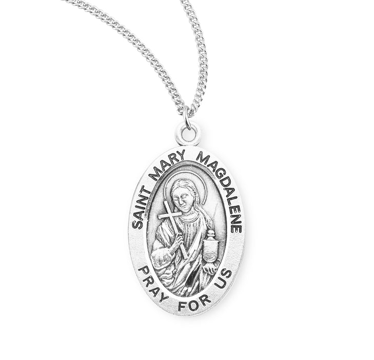 Patron Saint Mary Magdalene Oval Sterling Silver Medal - S946318