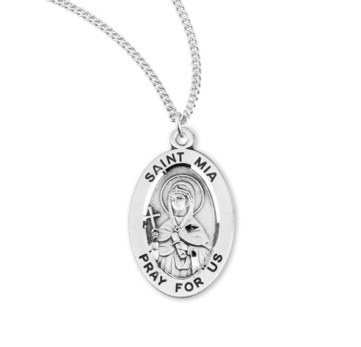 Patron Saint Mia Oval Sterling Silver Medal - S946618