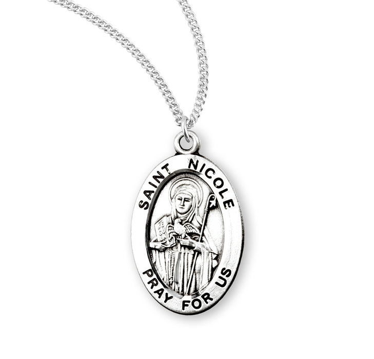 Patron Saint Nicole Oval Sterling Silver Medal - S946818