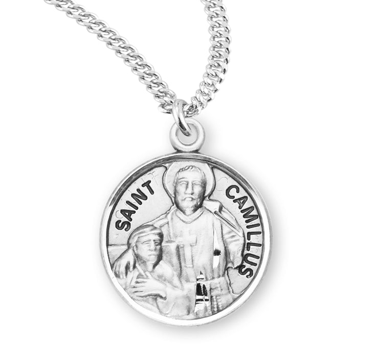 Patron Saint Camillus Round Sterling Silver Medal - S953020