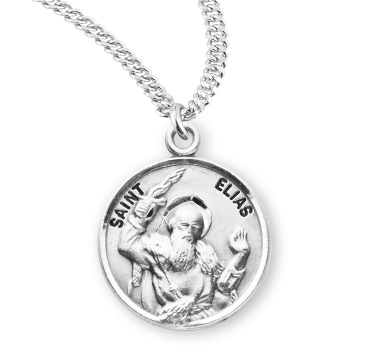 Patron Saint Elias Round Sterling Silver Medal - S955020