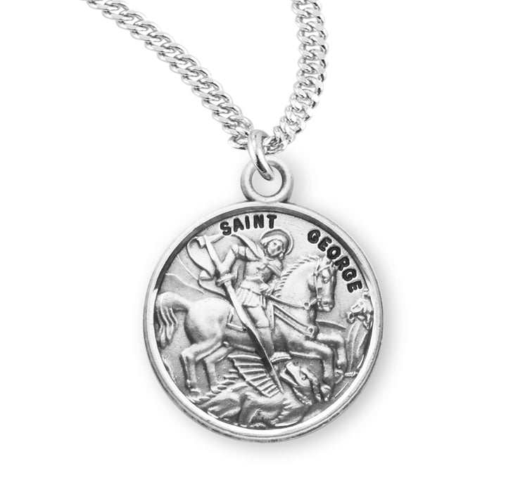 Patron Saint George Round Sterling Silver Medal - S956120