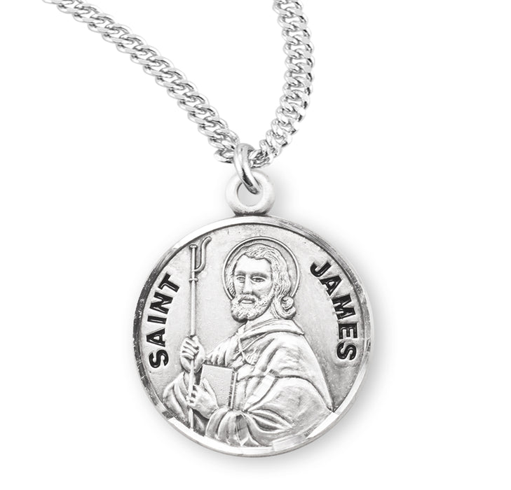 Patron Saint James Round Sterling Silver Medal - S957420