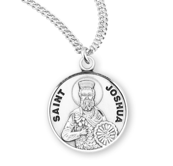 Patron Saint Joshua Round Sterling Silver Medal - S959720