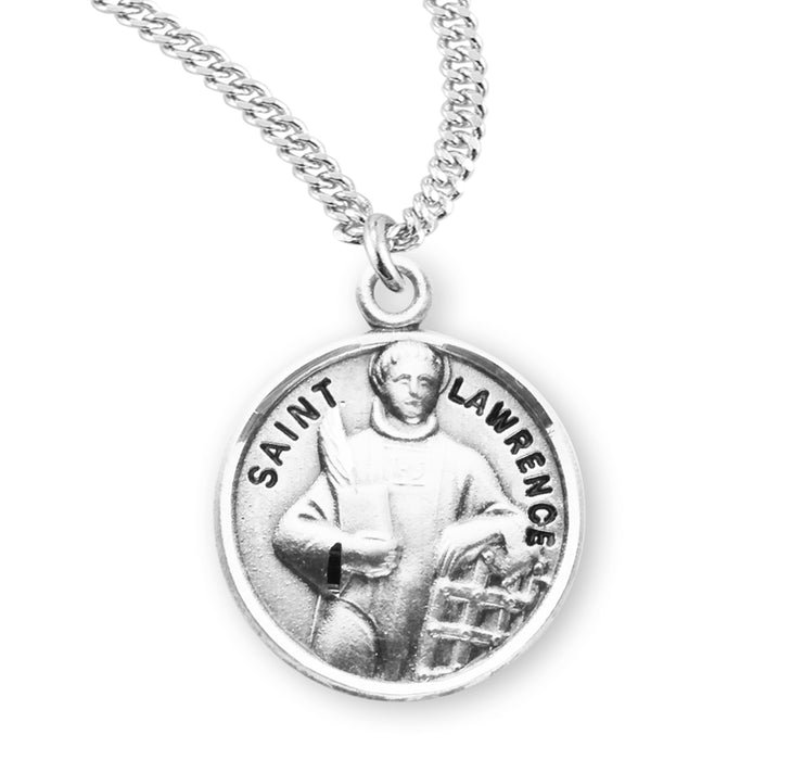 Patron Saint Lawrence Round Sterling Silver Medal - S960520