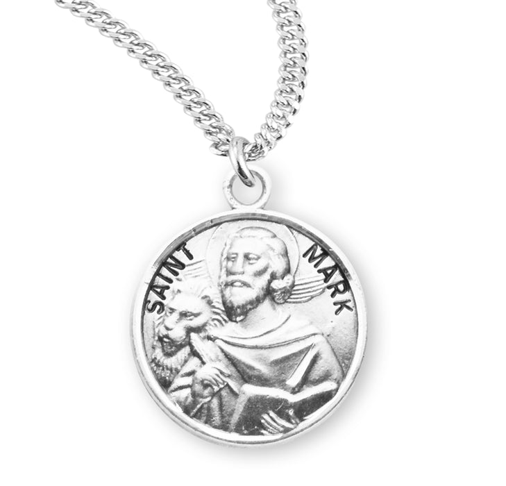 Patron Saint Mark Round Sterling Silver Medal - S961420