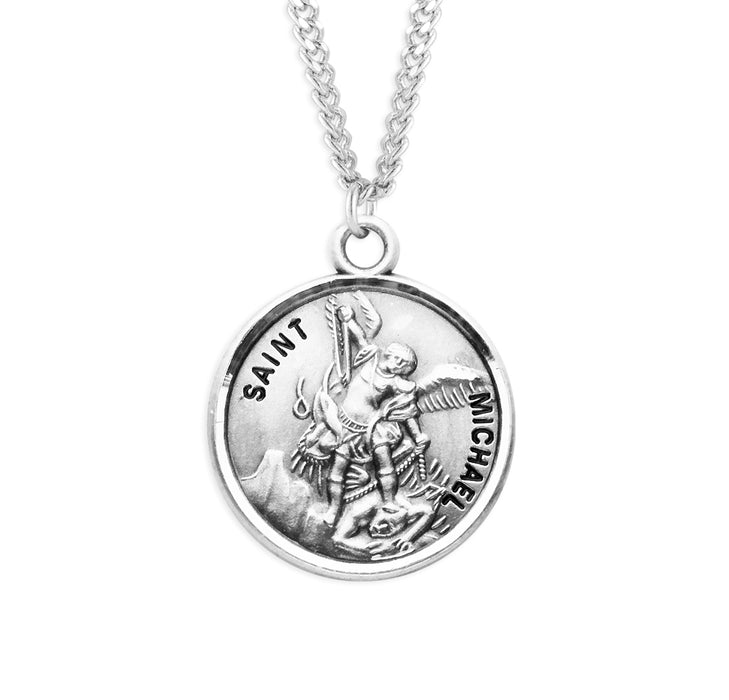 Patron Saint Michael Round Sterling Silver Medal - S962220