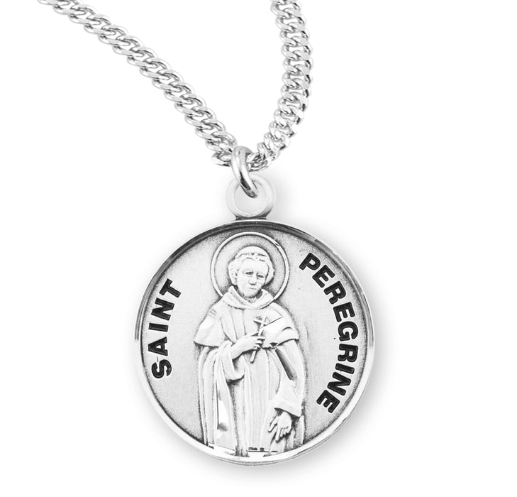 Patron Saint Peregrine Round Sterling Silver Medal - S962820