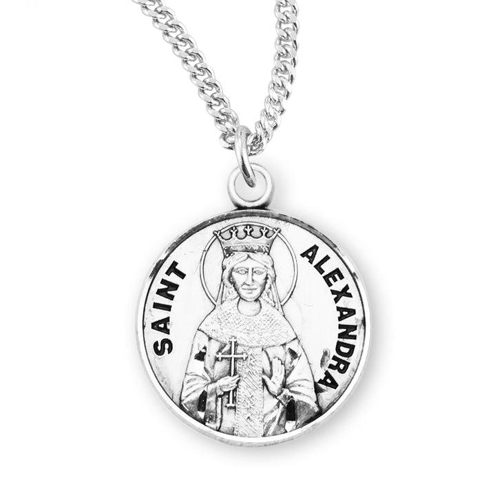 Patron Saint Alexandra Round Sterling Silver Medal - S970318