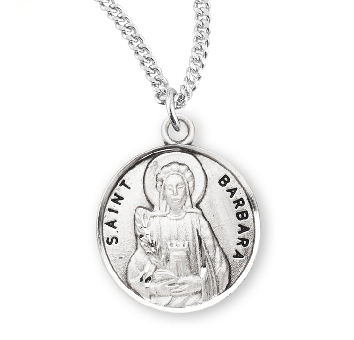 Patron Saint Barbara Round Sterling Silver Medal - S971018