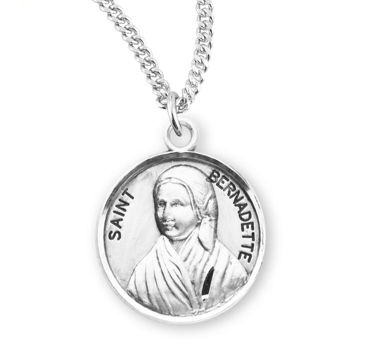 Patron Saint Bernadette Round Sterling Silver Medal - S971118