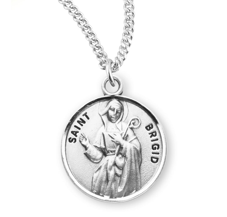 Patron Saint Brigid Round Sterling Silver Medal - S971318