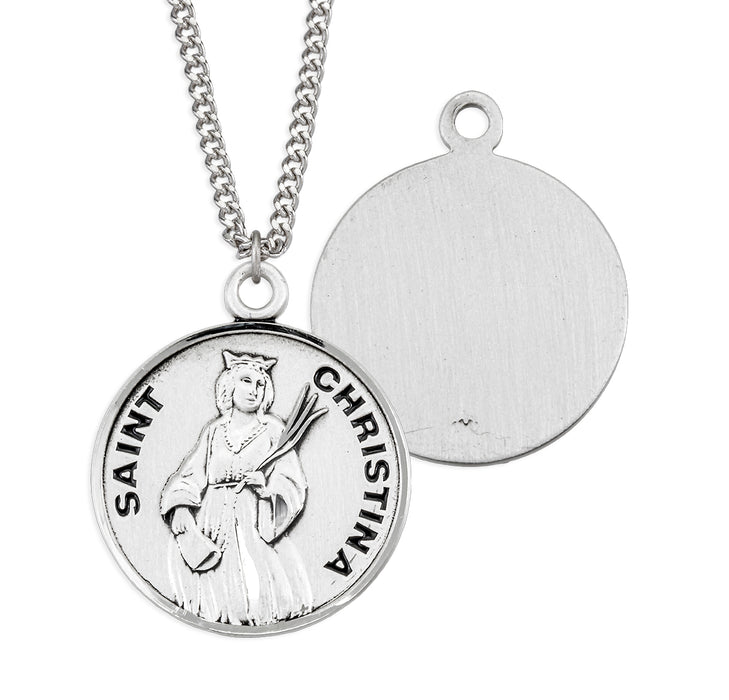 Patron Saint Christina Round Sterling Silver Medal - S972118